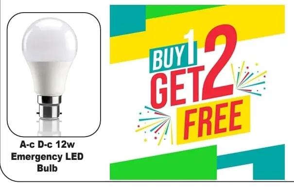 A/c D/c 12w Emergency LED Bulb (2 Ordinary LED bulb Free)